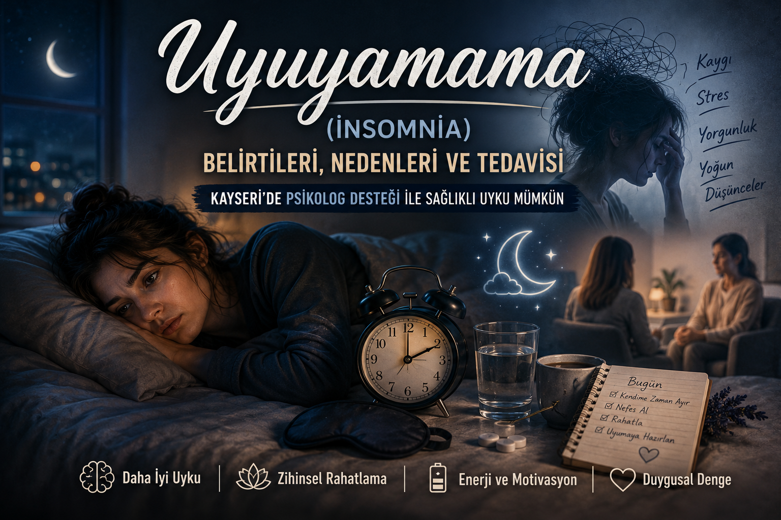 Uyuyamama (İnsomnia) Nedir? Belirtileri, Nedenleri ve Kayseri'de Psikolog Desteği